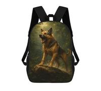 sinyumoney German Shepherd Dog Roaring in Forest Rucksack Secondary Causal Travel High School Bags for Boys/Girls/Teenagers 17inch