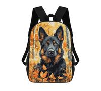 sinyumoney German Shepherd in Autumn Kids Backpack 17 Inch School Bag 3D Printed Cartoon School Backpacks for Boys And Teenager School Students