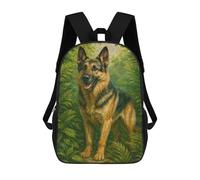 sinyumoney German Shepherd in Lush Greenery Painting Children’s Backpack Girls Boys, 17 Inch Rucksack Bag, Daypack, Primary School, Perfect for Back to Kids