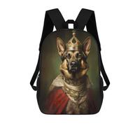 sinyumoney German Shepherd King Backpack School Bag School Secondary High School College Backpack Travel for Boys/Girls/Teenagers 17inch
