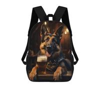 sinyumoney German Shepherd Pint Beer School Bags School Secondary High School College Backpack Travel for Campus Outdoor Travel Sports 17inch