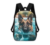 sinyumoney German Shepherd Pool Sunny Children's Backpacks School Backpack 3D Printed Backpack for Kids Travel Rucksacks Book Bags Kids School Bag 17inch