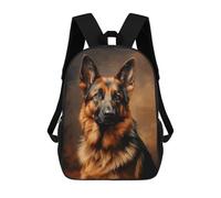 sinyumoney German Shepherd Portrait 3D Printed 17 Inch School Backpack Casual Children's Backpacks 3D Printed for Boys Elementary And Middle