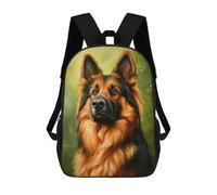 sinyumoney German Shepherd Portrait Backpacks Kids Student Schoolbag 3D Printed Backpacks Elementary And Middle School Students Backpacks for Boys Girls 17inch
