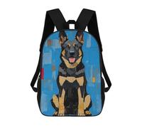 sinyumoney German Shepherd Portrait Rucksacks 3D Printed Children Backpacks Fashion Casual Daypack Cute Travel Bags Outdoor Casual Daypack for Boy And Girl 17inch