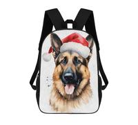sinyumoney German Shepherd Santa Hat School Backpack for Girls Backpack Water Repellent Casual Daypack Lightweight Rucksack Boy Girl School Backpack 17inch
