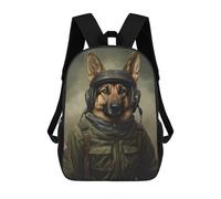 sinyumoney German Shepherd Soldier School Backpack 3D Printed Children's 17inch Backpacks Bag Bookbag for Kids Boy Girl Book Bags Kids School Bag Travel Rucksacks