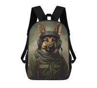 sinyumoney German Shepherd Soldier School Backpack Lightweight Airport College Students Back Pack for Girls Boys Teenage 17inch