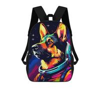 sinyumoney German Shepherd Spaceman Backpacks Kids School Backpack School Bag 3D Printed School Bag for Boys Elementary And Middle School Students 17inch