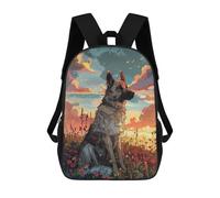 sinyumoney German Shepherd Sunset Children's Backpacks School 3D Printed Bag Bookbag for Kids Travel Rucksacks Boy Girl Book Bags Kids School Bag 17inch