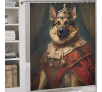 sinyumoney German Shepherd The King Bath Shower Curtains Mildew Waterproof Polyester Fabric Modern Polyester Water Repellent Bathtub 69.69x70.87Inch（177x180cm）