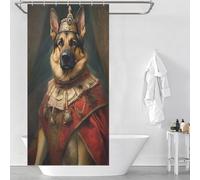 sinyumoney German Shepherd The King Shower Curtain Waterproof Mould with Hooks Waterproof Fabric Soft Fabric Hotel Shower Curtain for Travel Trailer 35.43x70.87Inch（90x180cm）