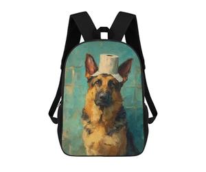 sinyumoney German Shepherd Toilet Paper Hat-1 Backpack School Computer Rucksack for School/Work/Travel- Perfect for Travel, Work And Daily Use 17inch