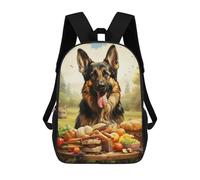 sinyumoney German Shepherd with Outdoor Feast Kids Backpacks Children Bag,Anime Bag,Large Capacity Kids Backpack, 3D Printed Children's,Student Schoolbag,Kids Boys Girls School Bag 17inch
