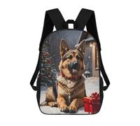 sinyumoney German Shepherd Xmas Dog Backpacks Kids School Backpack School Bag 3D Printed School Bag for Boys Elementary And Middle School Students 17inch