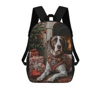 sinyumoney German Shorthaired Pointer Dog in Christmas Sweater by Fireplace Children's Backpack, 3D Printed School Backpack, Backpack for Boys Girls, Adjustable School Bag for Primary School 17inch