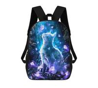sinyumoney Ghost Cat with Butterflies School Backpack Large Lightweight Casual Backpack for Girls Boys Teenage 17inch