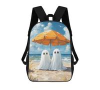 sinyumoney Ghost Couple on The Beach School Bag Backpack Teen Schoolbag 3D Printing Adjustable Schoolbag Fashion Pocket Bag for Kids Boys Girls Students And Teenagers Fans 17inch
