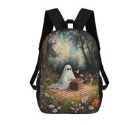 sinyumoney Ghost in The Garden 17inch School Bag 3D Printed Children's School Backpack Casual Fashion Travel Backpacks for Kids School Students