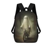 sinyumoney Ghost on Bicycle in Forest Kids School Backpack 17 Inch School Bag 3D Printed School Bag for Boys Elementary And Middle School Students
