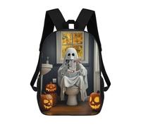 sinyumoney Ghost on The Toilet Backpack School Bag Water Resistant School Bag Business Backpack for Girls Boys Teenage 17inch