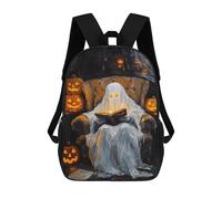 sinyumoney Ghost Reading Book Halloween-1 Children's Backpack, Schoolbag Large Capacity Students Bookbag Rucksack Knapsack for Boys Girls Adults Teen 17inch