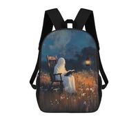 sinyumoney Ghost Reading Book in Field School Backpack Large School Backpack for Boys for Campus Outdoor Travel Sports 17inch
