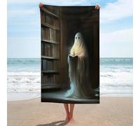 sinyumoney Ghost Reading Book in Library Bathroom Towels Soft Highly Absorbent Beach Towel for Men Women Body Cleaning 130cm*80cm