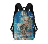 sinyumoney Ghost Ship 17 Inch Backpacks Kids Schoolbag,3D Printed Elementary And Middle School Students Backpacks for Boys Girls