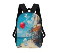 sinyumoney Ghost with Balloon by The Sea Rucksack Fashion Stationery Backpack Waterproof Casual Daypacks for Men, Women & Teenage Boys 17inch
