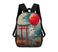sinyumoney Ghost with Red Balloon Backpack School Bag Water Resistant Travel Backpack Computer Bag for Girls Boys Teenage 17inch