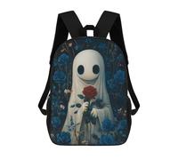 sinyumoney Ghost with Red Rose School Backpack Daypacks Business Backpack Water Resistant Bookbag for Campus Outdoor Travel Sports 17inch