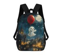 sinyumoney Ghostly Balloon Ride School Backpack for Girls 17inch Casual Daypack Lightweight Rucksack Boy Girl Backpack for Middle School Students