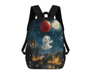 sinyumoney Ghostly Balloon Ride School Backpack for Girls 17inch Casual Daypack Lightweight Rucksack Boy Girl Backpack for Middle School Students