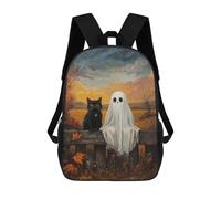 sinyumoney Ghostly Black Cat Friendship School Backpack Business Laptop Rucksack Bag Unisex Casual Daypack for Men, Women & Teenage Boys 17inch