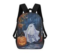 sinyumoney Ghostly Halloween Forest 3D Printed Children's School Backpack for Kids High Capacity Travel Rucksacks Book Bags Kids School Bag Back Pack 17inch
