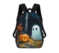 sinyumoney Ghostly Halloween Forest Backpacks 3D Printed 17inch Kids School Backpack Outdoor Casual Daypack Casual Travel Bags for Middle School Students