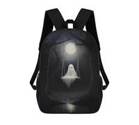 sinyumoney Ghostly Swing in Moonlight Children's Backpack, 17 Inch 3D Printed School Backpack, Backpack Cartoon Adjustable School Bag for Primary School