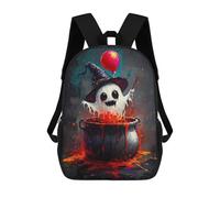 sinyumoney Ghostly Witch in Cauldron Backpacks Children's Backpacks School Bag 3D Printed Children's School Backpack Fashion Travel Backpacks for Kids Elementary Middle School 17inch