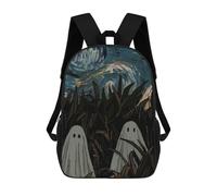 sinyumoney Ghosts in A Field, Starry Night Kids School Backpack 3D Printed Backpacks Fashion School Bag Rucksacks for Boys Elementary And Middle School Students 17inch