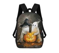 sinyumoney Ghosts Pumpkin Halloween 3D Printed 17inch School Bag Children's School Backpack Travel Backpacks Casual Fashion Bag for Kids School Students