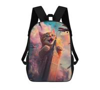 sinyumoney Giant Cat Attack Building Backpacks Kids 17inch School Backpack School Bag 3D Printed School Bag for Boys Elementary And Middle School Students