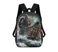 sinyumoney Giant Cat Sinking Ship Backpacks 3D Printed Kids School Backpack School Bag Fashion Rucksacks for Boys Elementary And Middle School Students 17inch