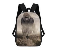 sinyumoney Giant Gorilla Vs Man Children's 17 Inch School Backpack 3D Printed Cool Knapsack for Kids Travel Rucksacks Book Bags Kids School Bag