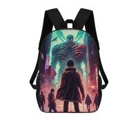 sinyumoney Giant Monster Cityscape 3D Printed Children's School Backpack for Kids High Capacity Travel Rucksacks Book Bags Kids School Bag Back Pack 17inch