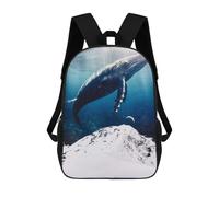 sinyumoney Giant Mountain Blue Whale School Backpack School Secondary High School College Backpack Travel for Men/Women 17inch