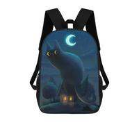 sinyumoney Giant Night Cat Backpack School Bag Secondary Causal Travel High School Bags - Perfect for Travel, Work And Daily Use 17inch