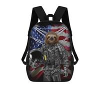 sinyumoney Giant Sloth in Air Force Backpacks Kids School Backpack School Bag 3D Printed Fashion School Bags for Boys Elementary And Middle School Students 17inch