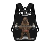 sinyumoney Giant Sloth Weightlifting Backpack School Bag Rucksack for Girls Boys Backpacks Large Capacity Kids Back Pack Lightweight School Bags for Children Students 17inch