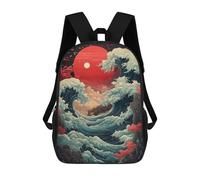 sinyumoney Giant Wave Sunset Children's Backpack, Schoolbag Large Capacity Students Bookbag Rucksack Knapsack for Boys Girls Adults Teen 17inch